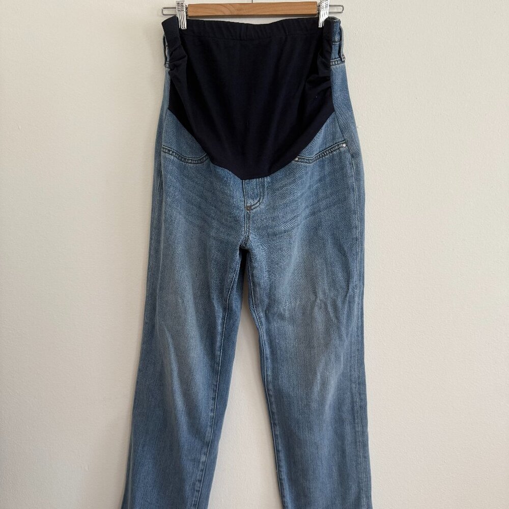 SERAPHINE | Mid Bump Wide Leg Maternity Jeans in Light Blue